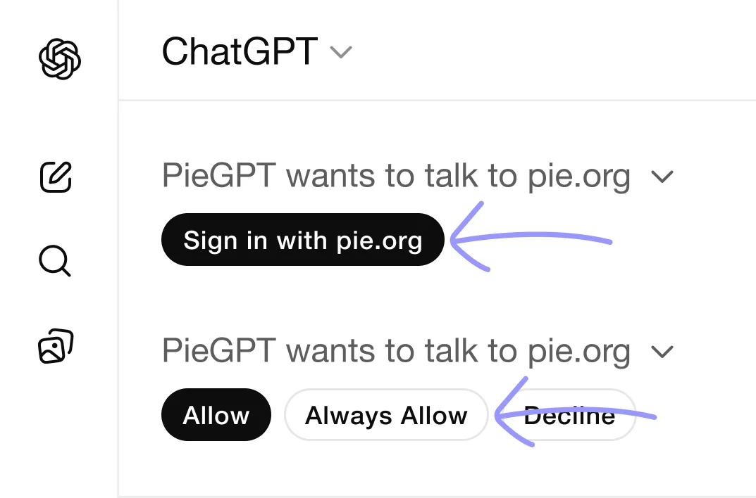 Pie Chat GPT allow permissions guide