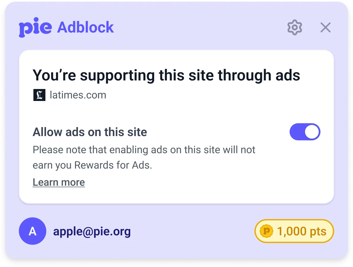 Adblock Support Popup