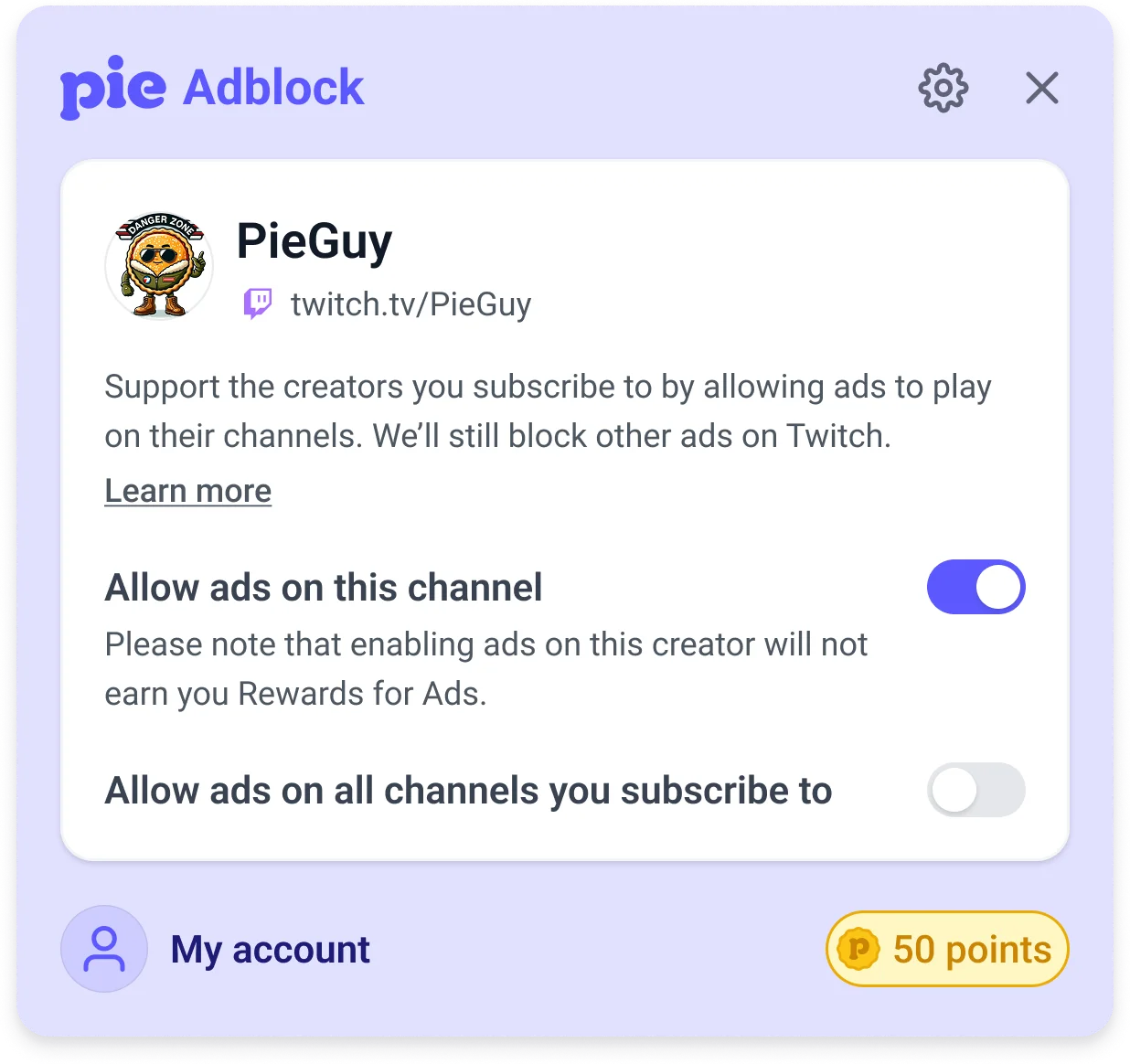 Pie mascot on Twitch