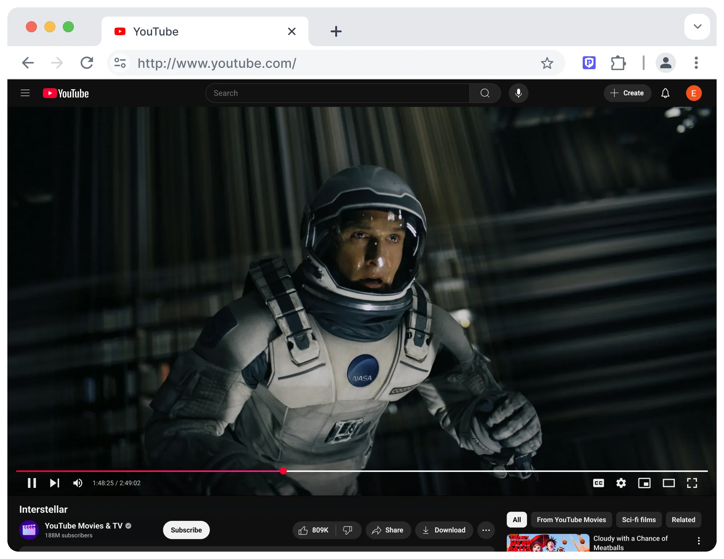 YouTube movie Interstellar
